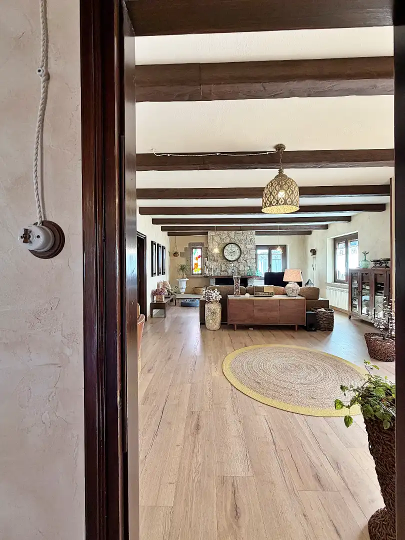 Sala de estar de Finca rústica en venta en Moià con Calefacción, Jardín privado y Parquet