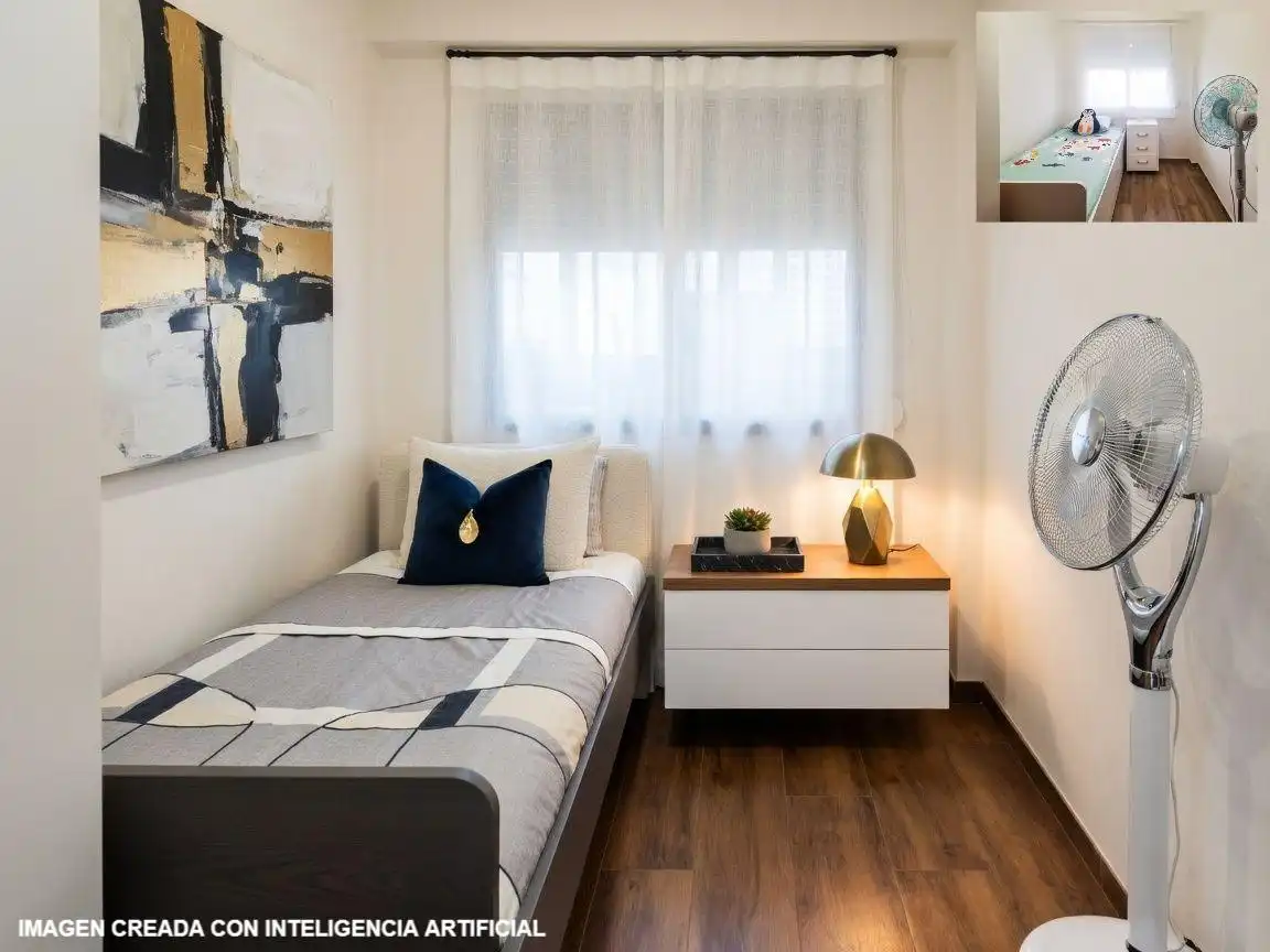 Schlafzimmer von Wohnung zum Verkauf in La Pobla de Farnals mit Klimaanlage, Privatgarten und Möbliert