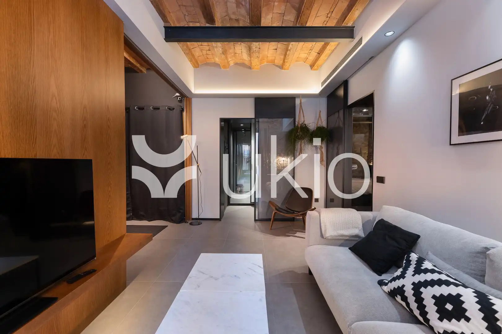 Sala de estar de Apartamento de alquiler en Barcelona con Aire acondicionado, Calefacción y Amueblado