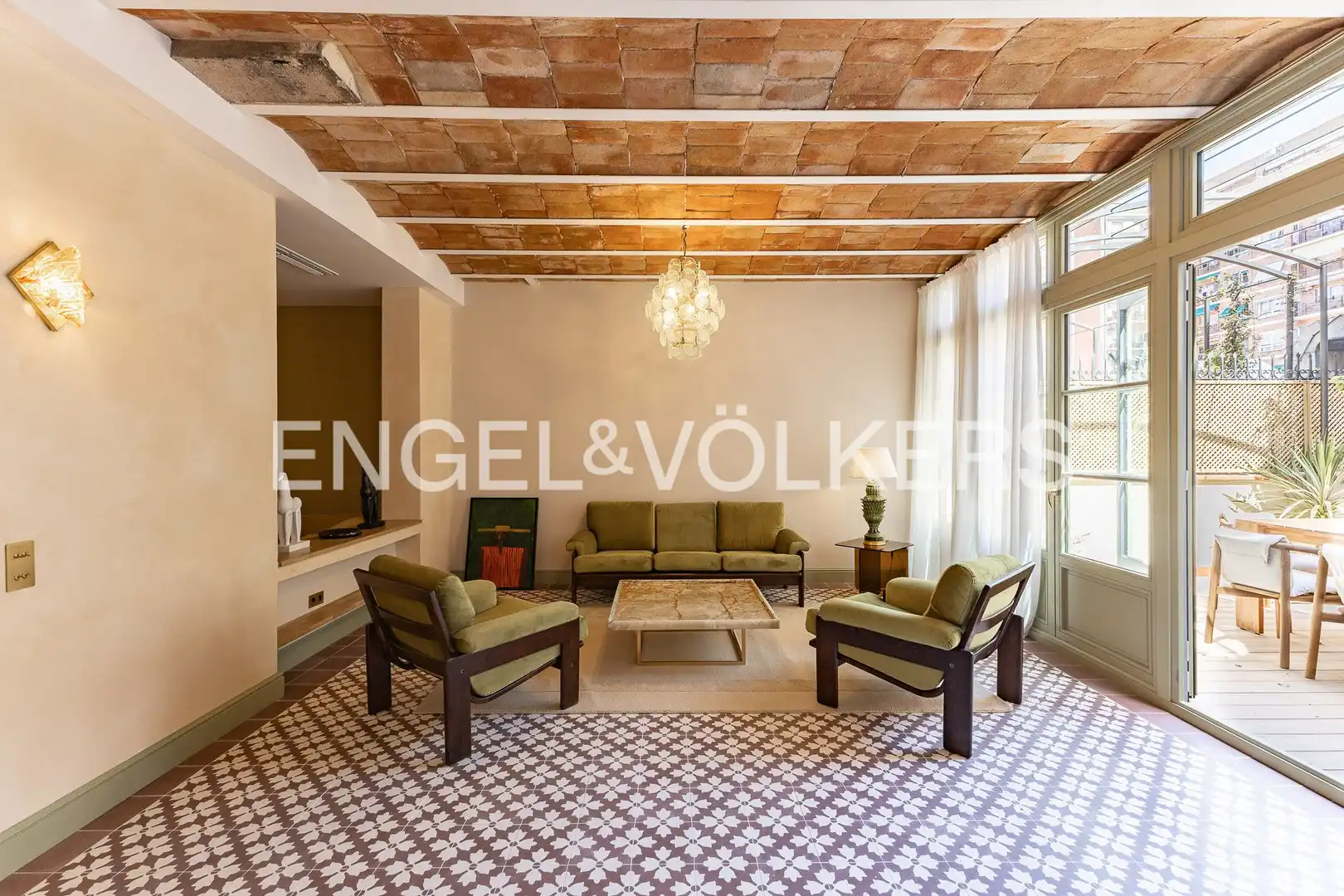 Wohnzimmer von Wohnung zum Verkauf in Barcelona mit Klimaanlage, Heizung und Parkett