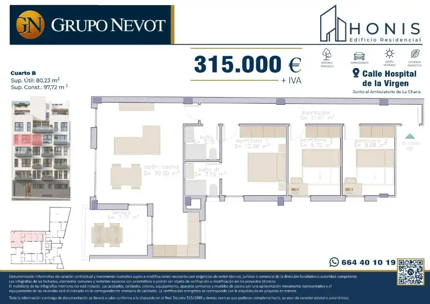Piso en venta en Calle Hospital de la Virgen, 9, Angustias - Chana - Encina