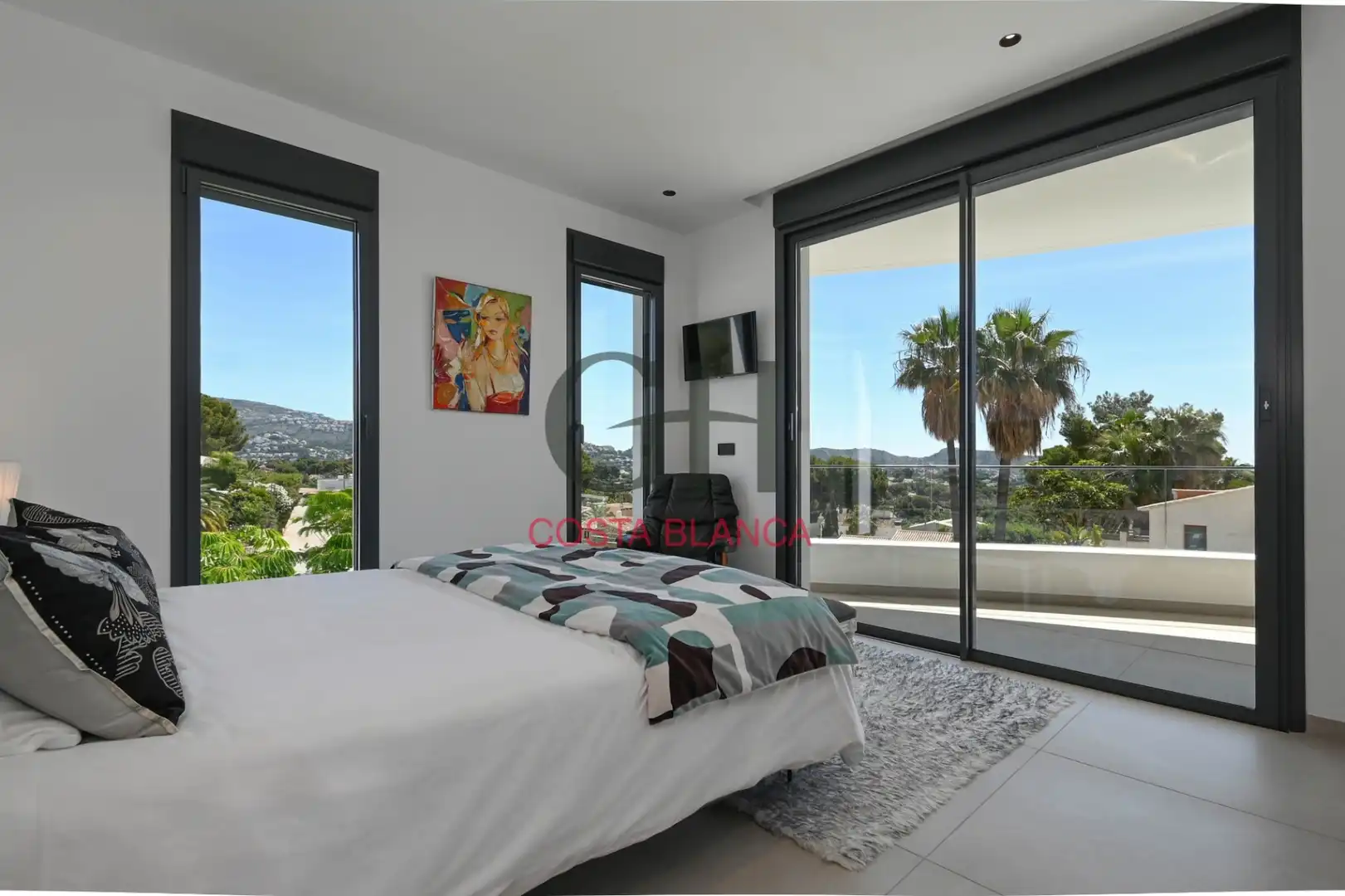 Schlafzimmer von Haus oder Chalet zum Verkauf in Moraira mit Klimaanlage, Heizung und Privatgarten