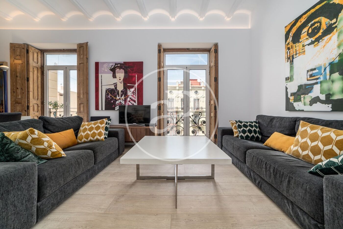 Sala de estar de Piso de alquiler en  Valencia Capital con Aire acondicionado, Calefacción y Trastero