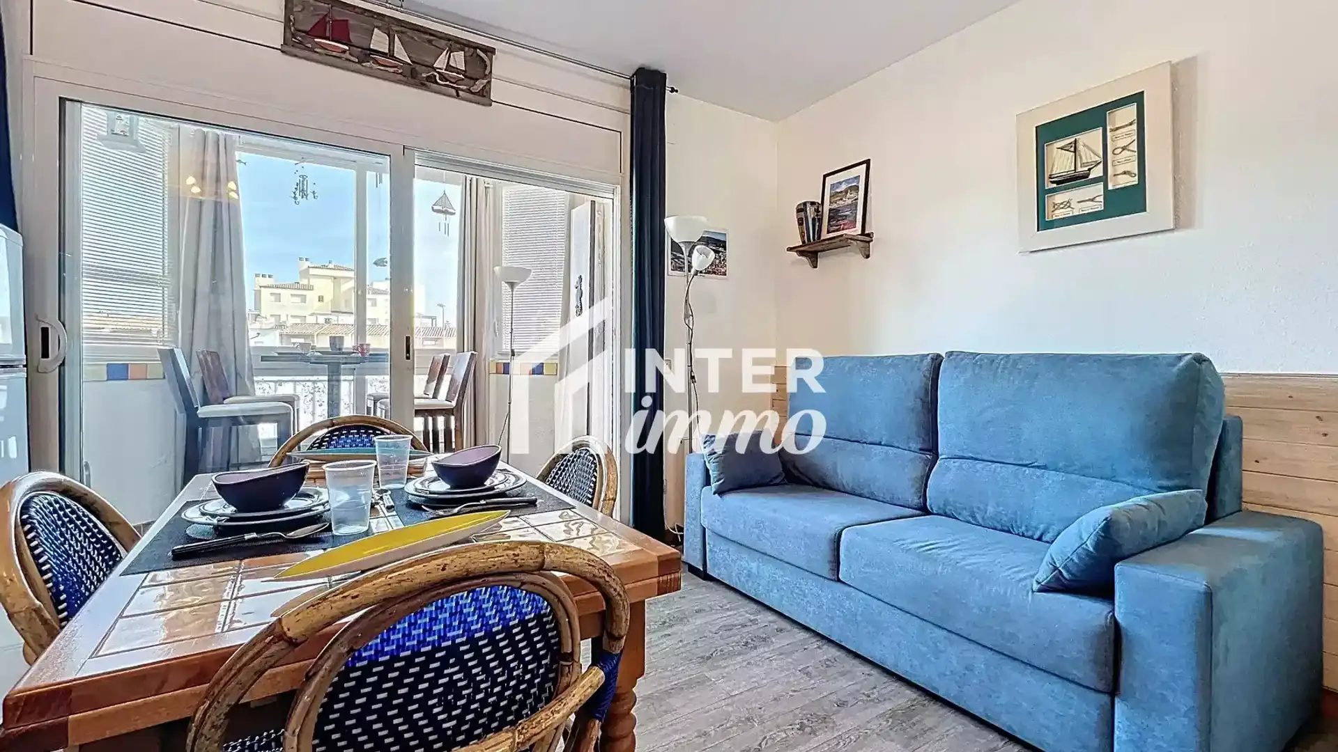 Living room of Flat for sale in Roses  with Terrace and Furnished