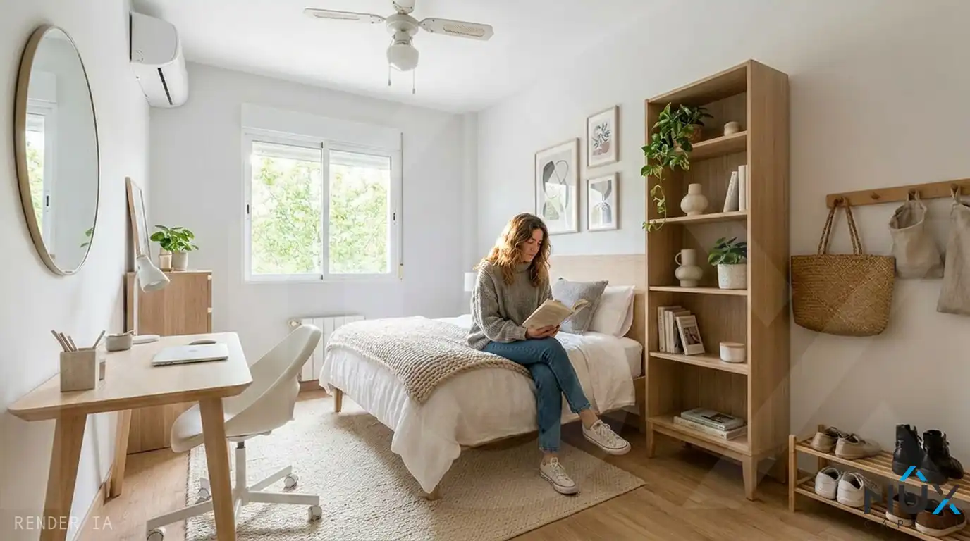 Schlafzimmer von Einfamilien-Reihenhaus zum Verkauf in San Antonio de Benagéber mit Klimaanlage, Heizung und Privatgarten
