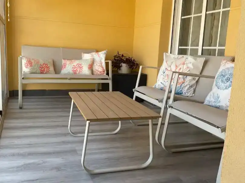 Terrasse von Wohnung zur Miete in Roquetas de Mar mit Klimaanlage, Schwimmbad und Balkon