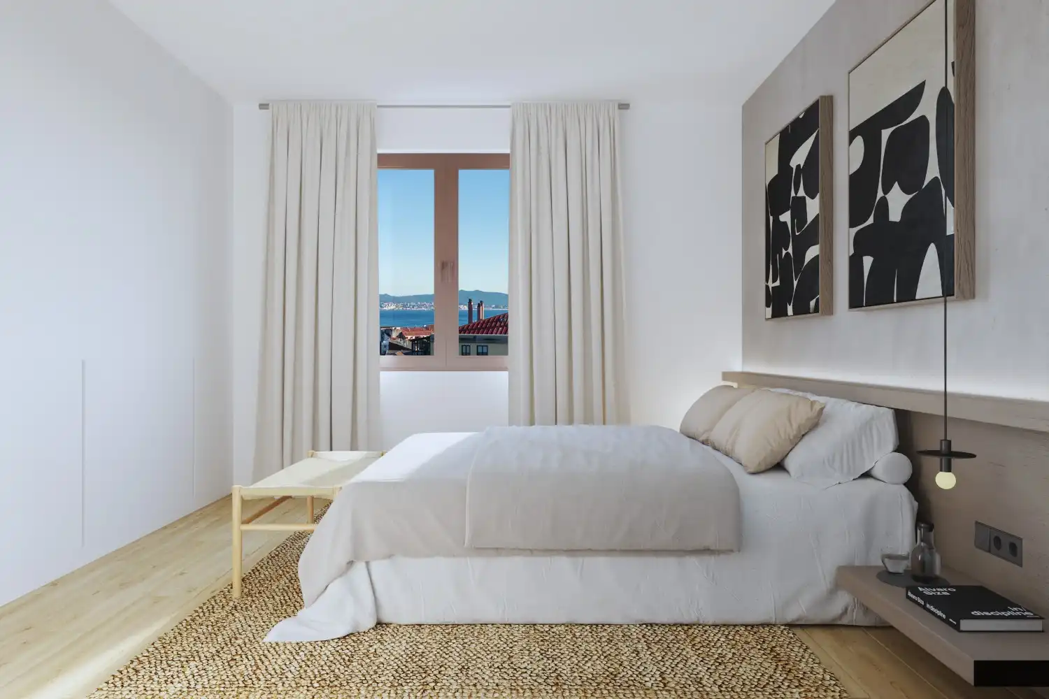 Dormitori de Apartament en venda en Moaña amb Calefacció, Jardí privat i Parquet