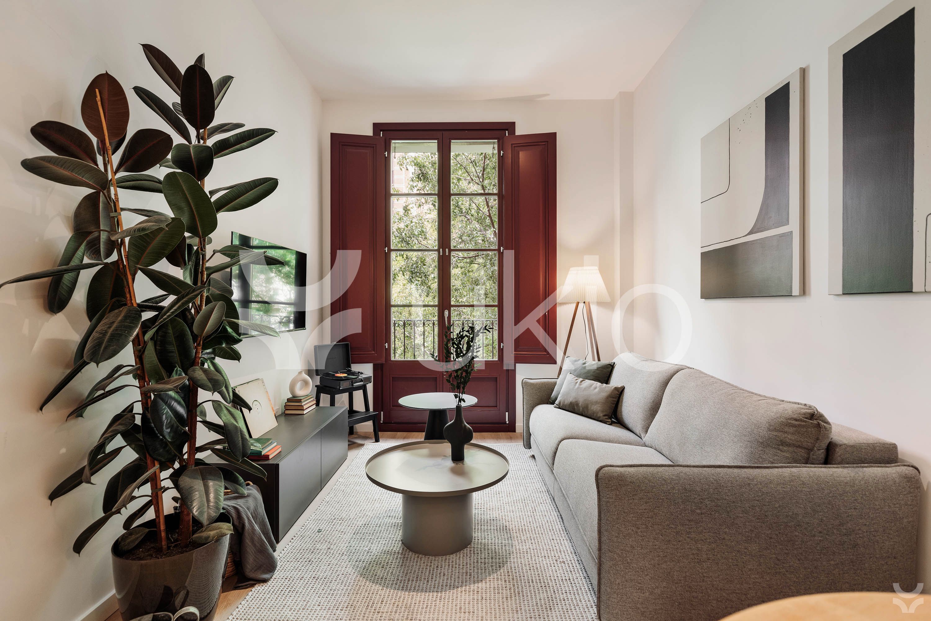 Sala d'estar de Apartament de lloguer en  Barcelona Capital amb Aire condicionat, Calefacció i Moblat