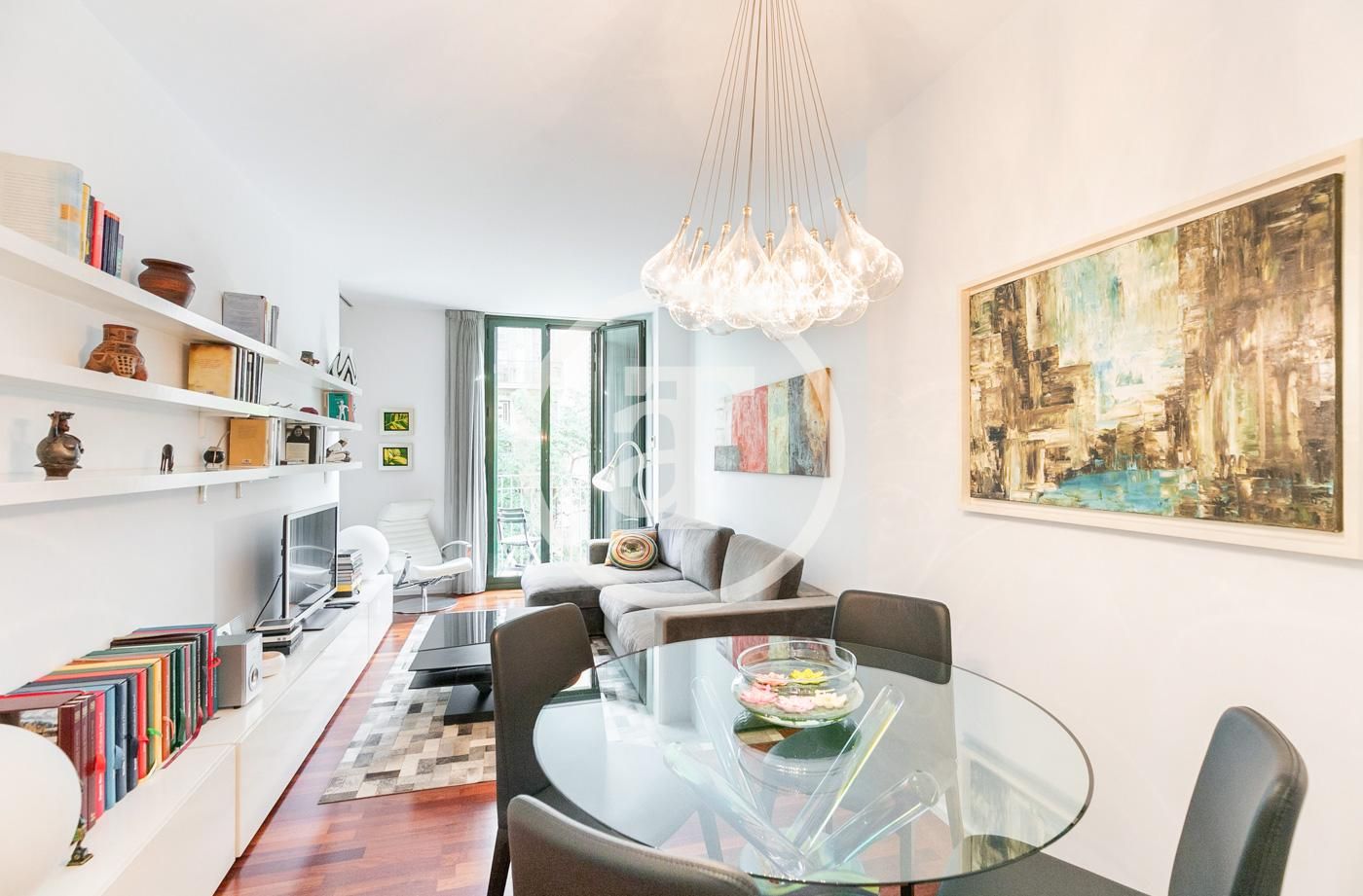 Sala de estar de Piso de alquiler en  Barcelona Capital con Aire acondicionado, Calefacción y Amueblado