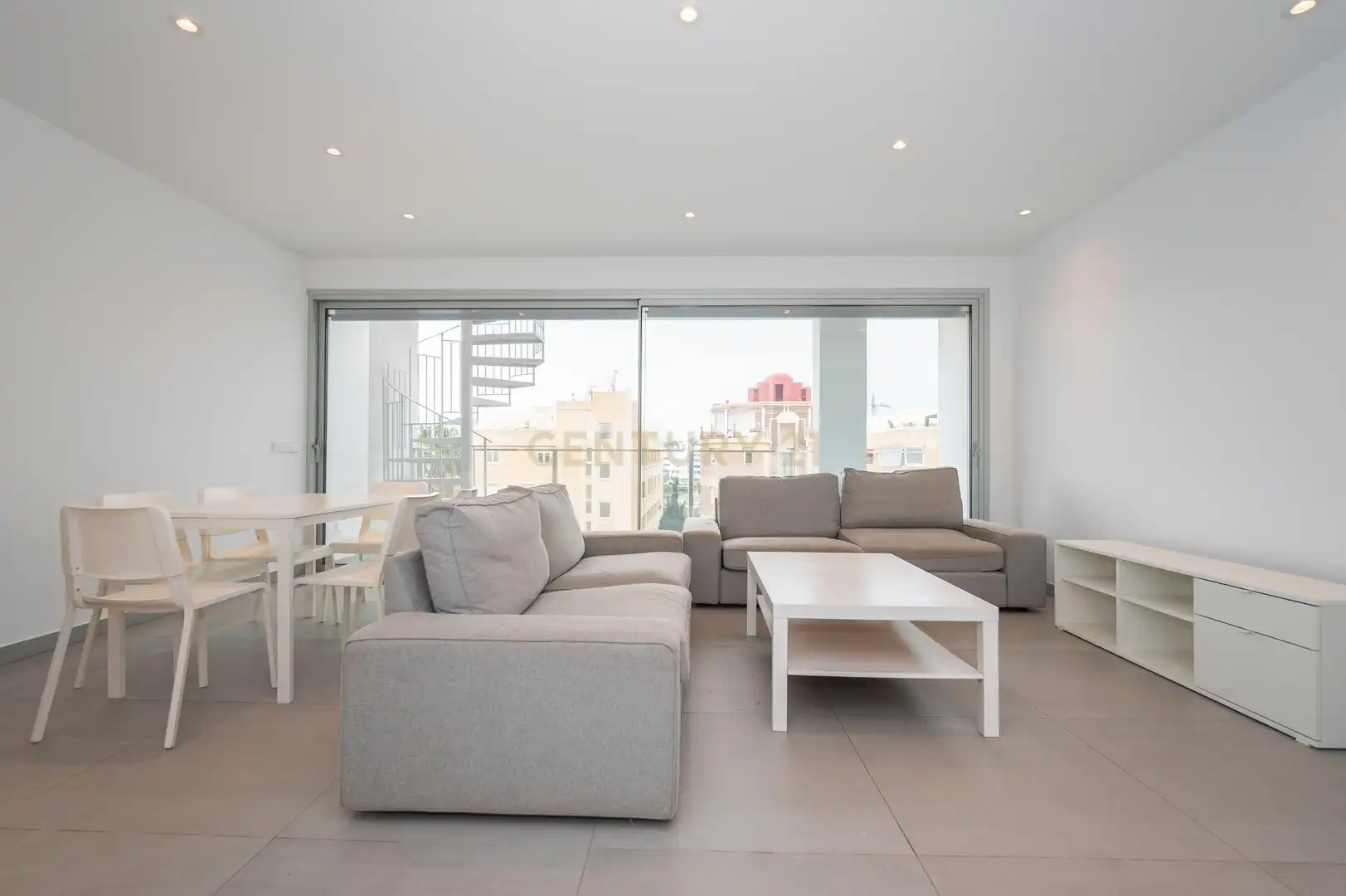 Wohnzimmer von Wohnungen zur Miete in Santa Eulària des Riu mit Klimaanlage, Ofen und Waschmaschine