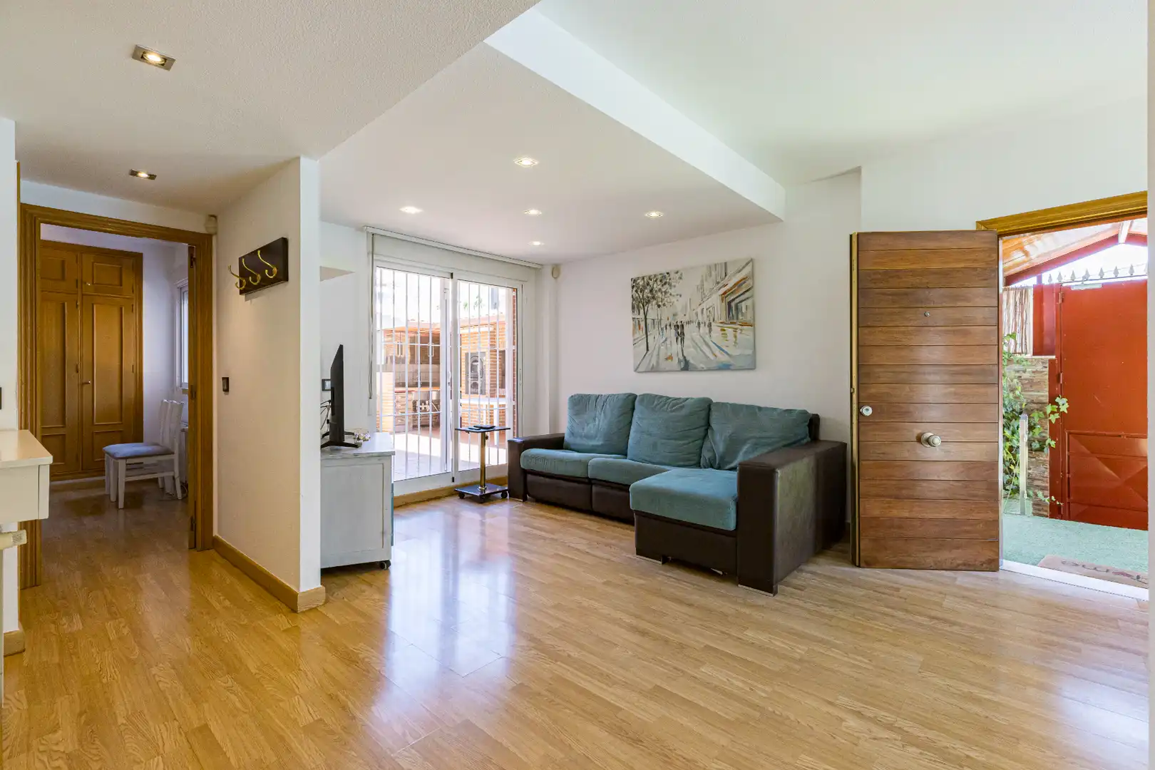Sala de estar de Casa adosada en venta en Murcia con Aire acondicionado, Parquet y Terraza