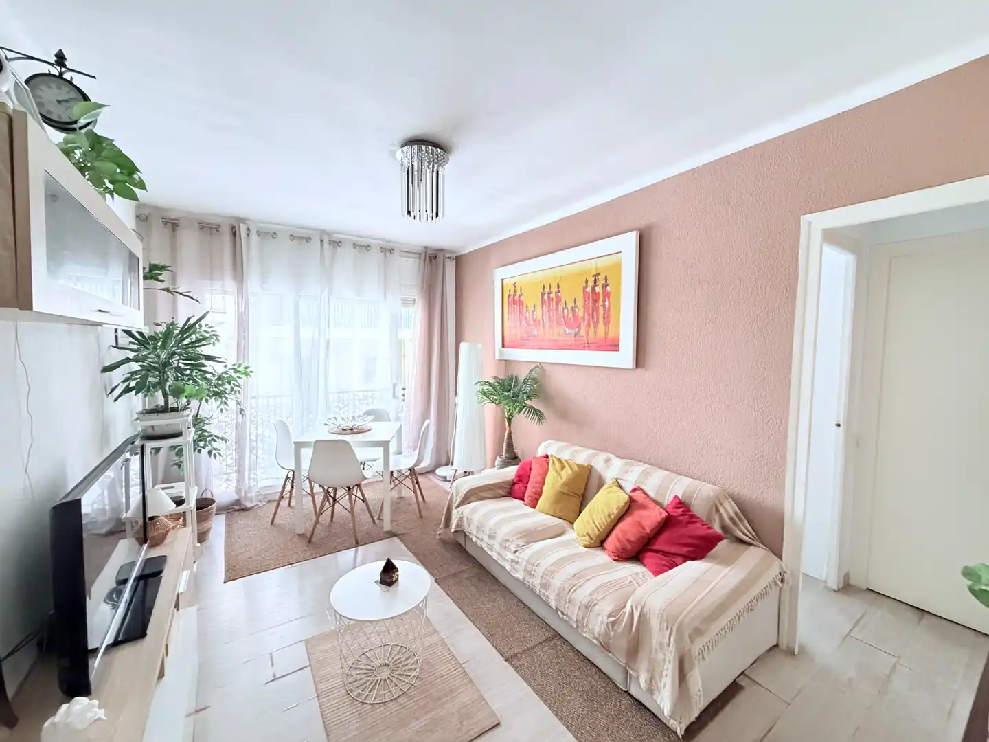 Wohnzimmer von Wohnung zum Verkauf in L'Hospitalet de Llobregat mit Parkett, Terrasse und Möbliert