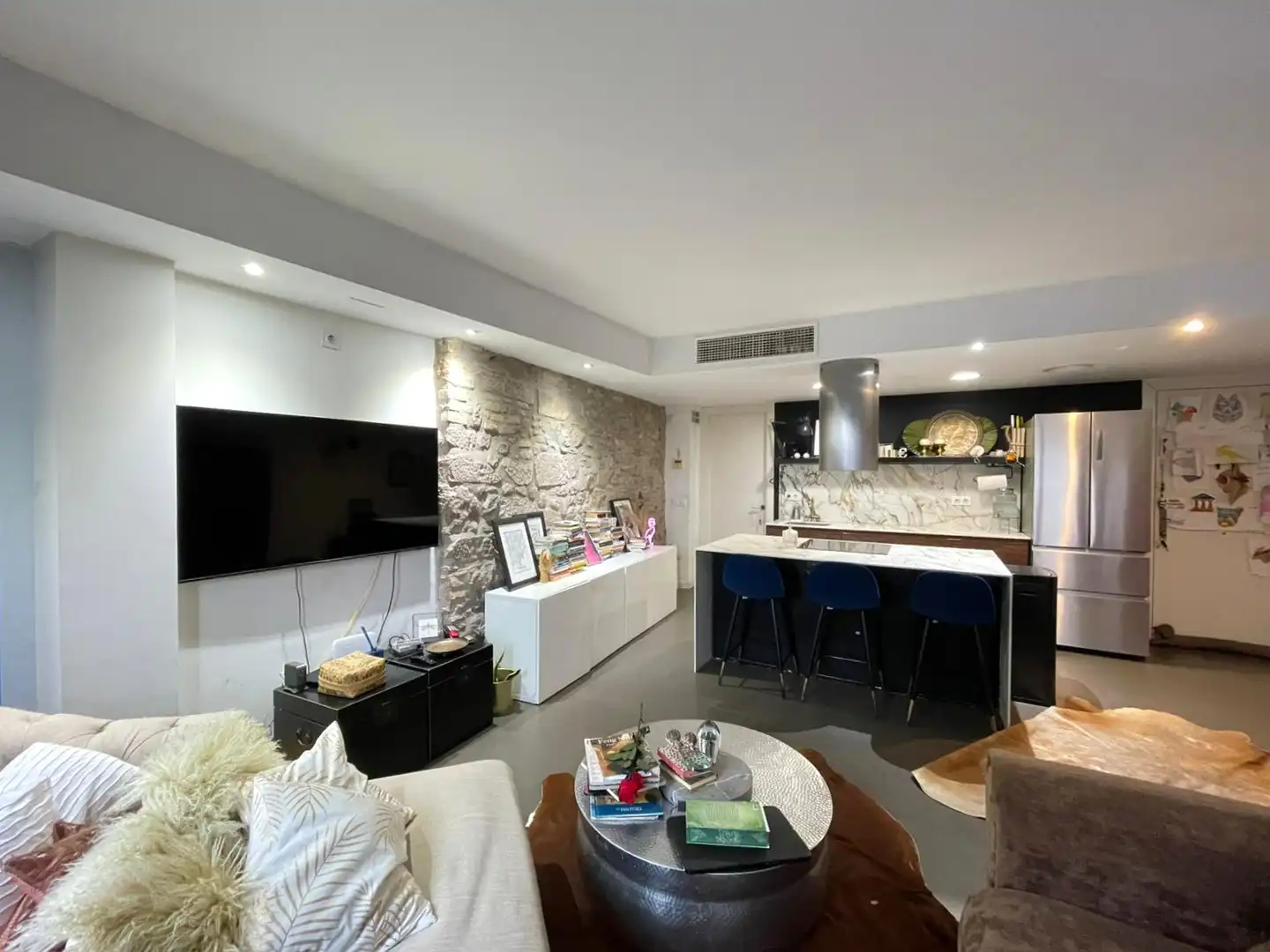 Wohnzimmer von Wohnung zum Verkauf in Moià mit Heizung, Privatgarten und Ofen