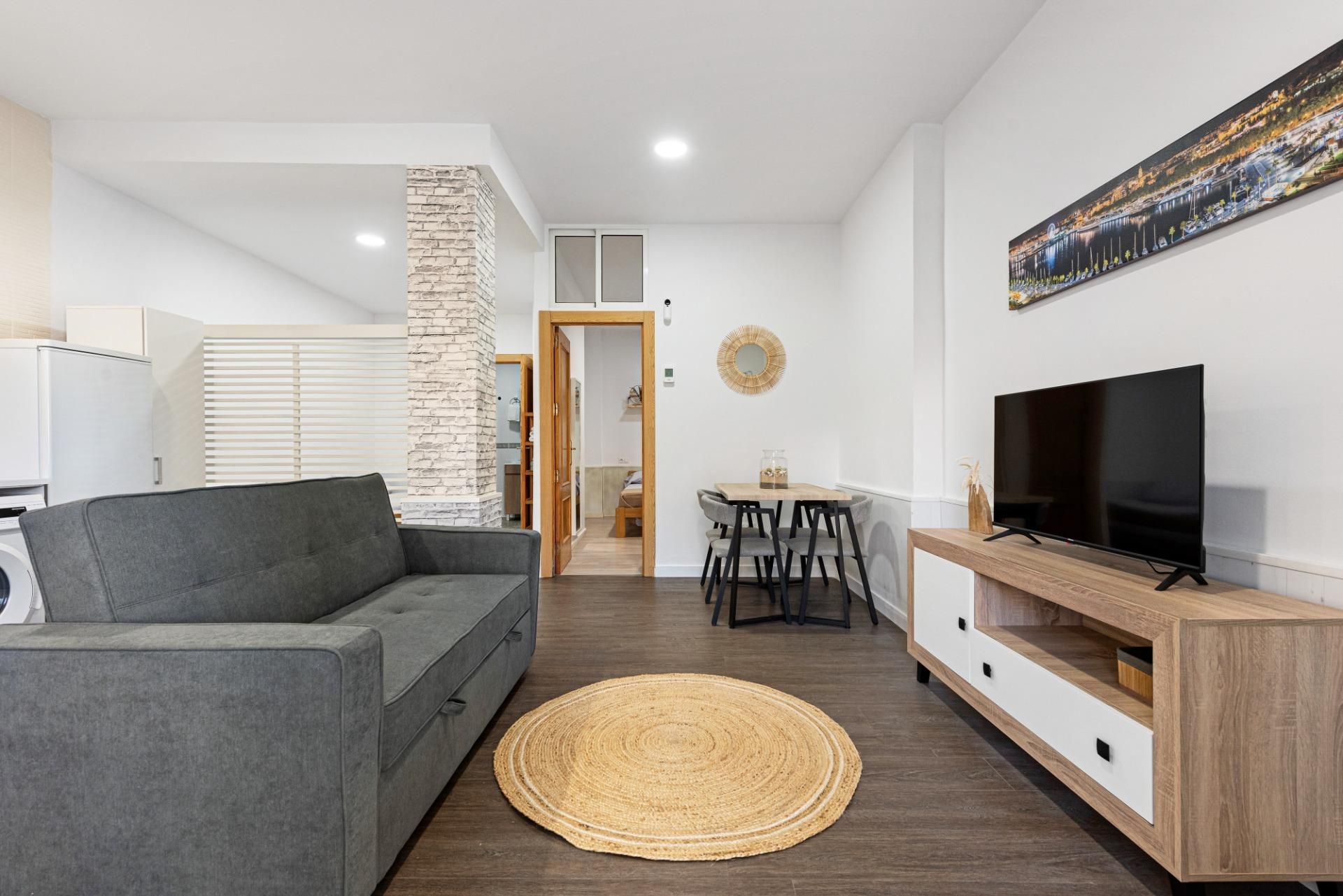 Living room of Planta baja for sale in Málaga Capital  with Air Conditioner, Parquet flooring and Furnished