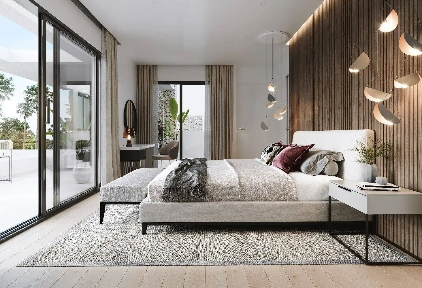 Schlafzimmer von Wohnungen zum Verkauf in Estepona mit Klimaanlage, Heizung und Privatgarten