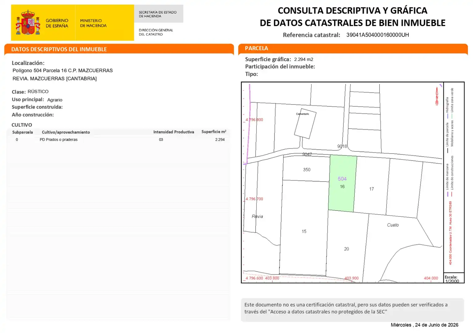 Vista exterior de Terreno en venta en Mazcuerras