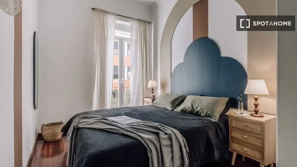 Schlafzimmer von Wohnungen zur untervermieten in Madrid mit Klimaanlage, Terrasse und Möbliert