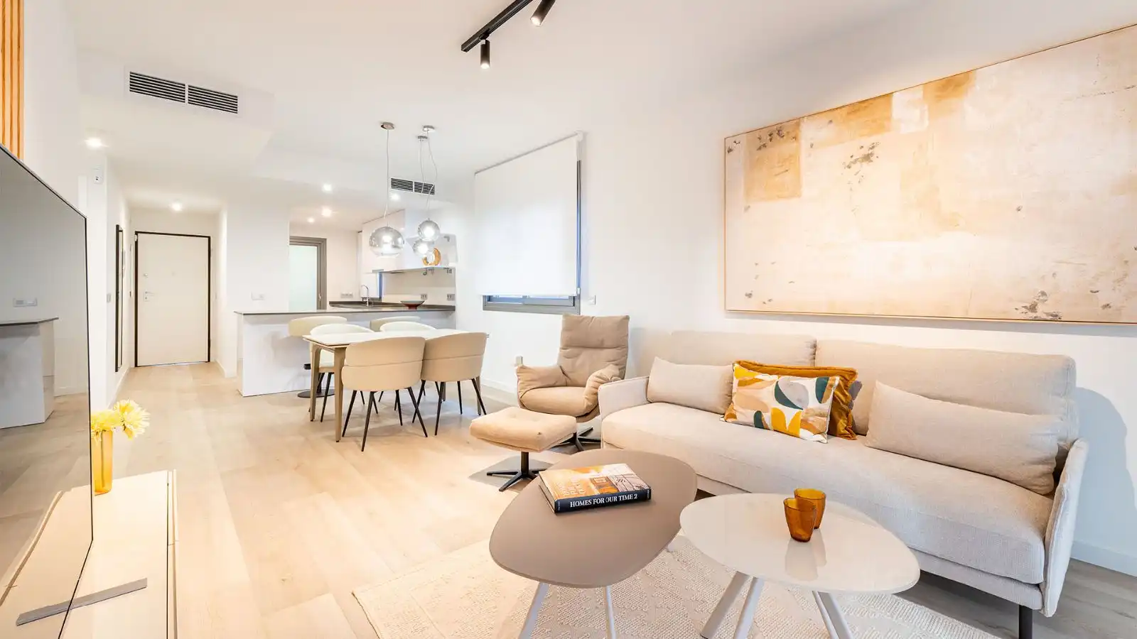 Sala d'estar de Apartament en venda en Ses Salines amb Aire condicionat, Calefacció i Jardí privat