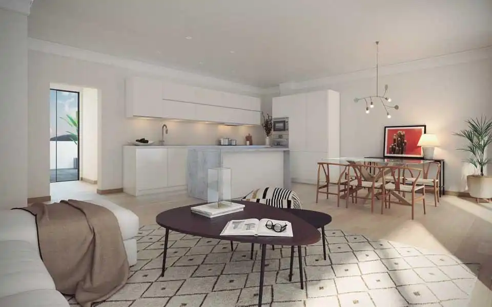 Sala de estar de Apartamento en venta en Mijas con Aire acondicionado, Jardín privado y Piscina