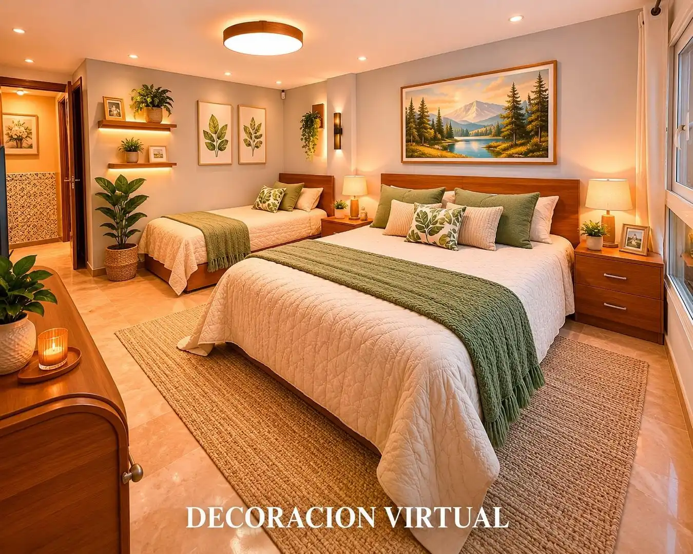 Schlafzimmer von Einfamilien-Reihenhaus zum Verkauf in Oliva mit Klimaanlage, Heizung und Privatgarten