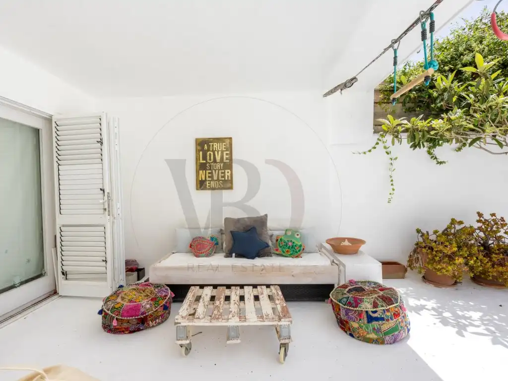 Sala d'estar de Casa adosada de lloguer en Santa Eulària des Riu amb Aire condicionat i Piscina comunitària