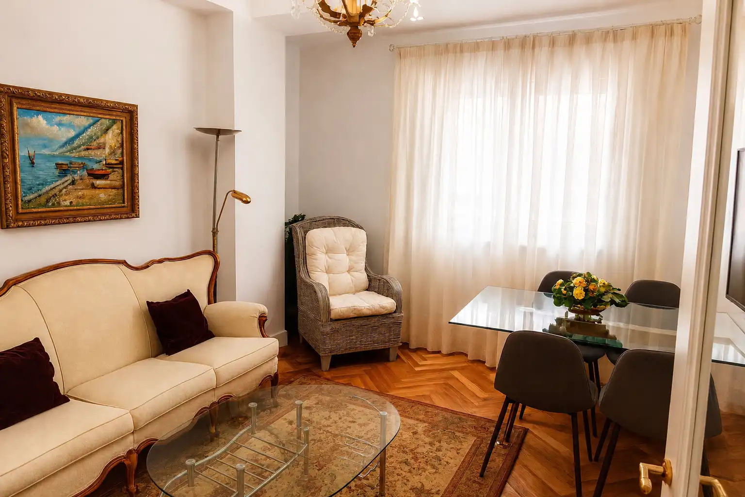 Wohnzimmer von Wohnung zur Miete in Santander mit Heizung, Möbliert und Ofen