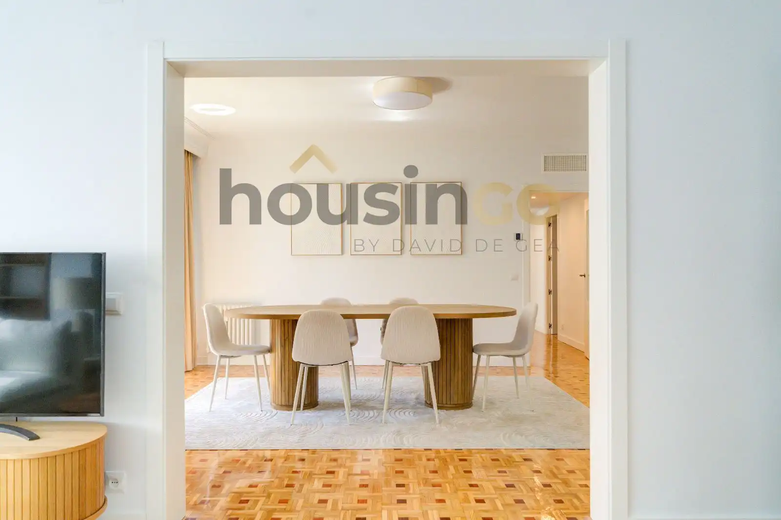 Dining room of Flat for rent in Madrid  with Air Conditioner, Parquet flooring and Terrace