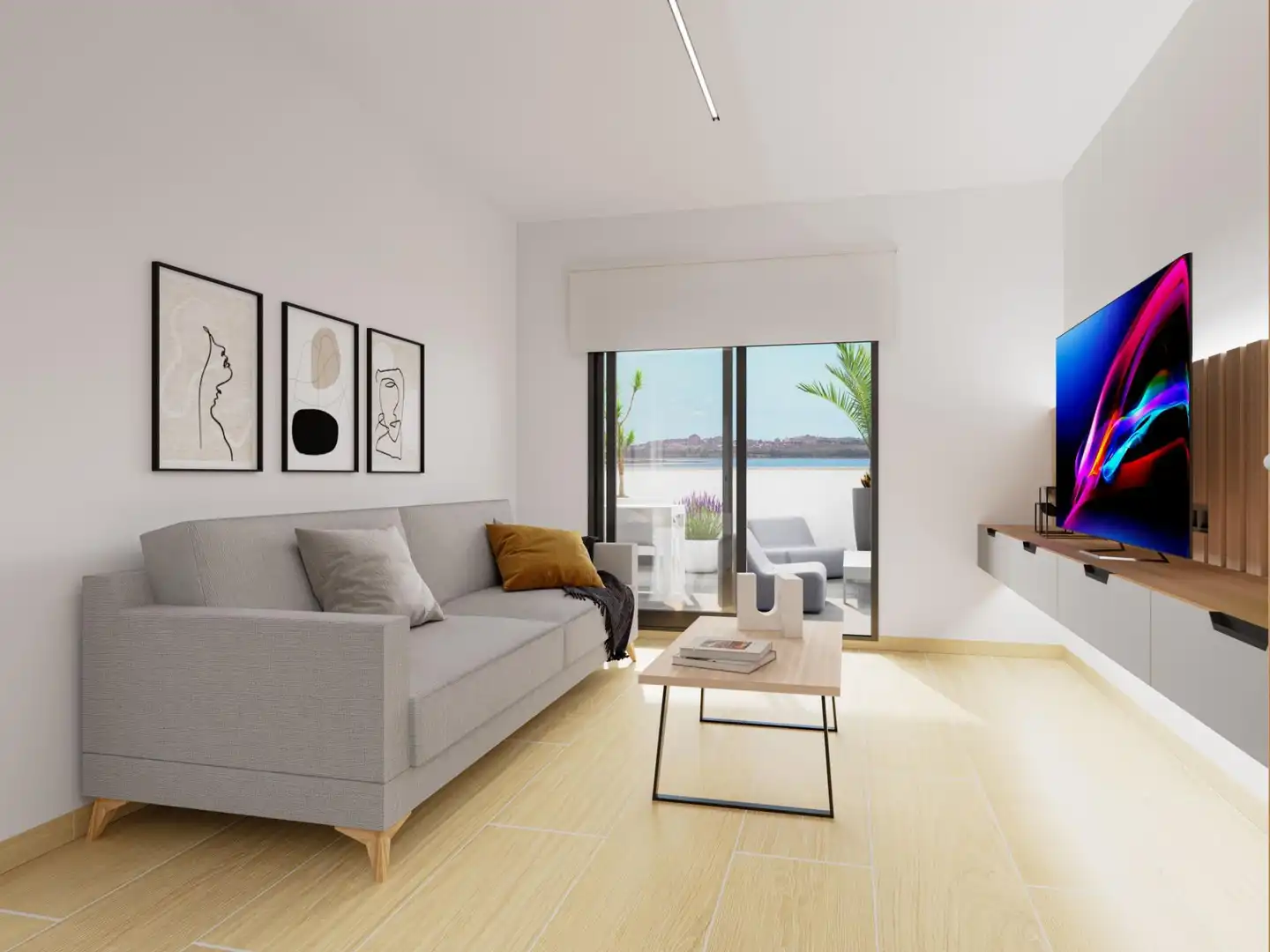 Sala d'estar de Apartament en venda en Guardamar del Segura amb Aire condicionat, Jardí privat i Terrassa