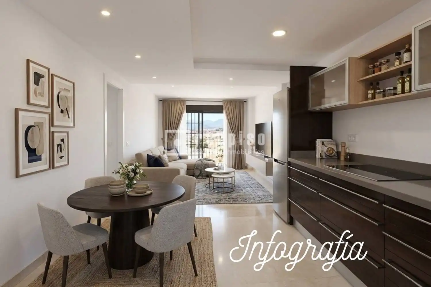 Wohnzimmer von Wohnung zum Verkauf in Benalmádena mit Klimaanlage, Heizung und Privatgarten