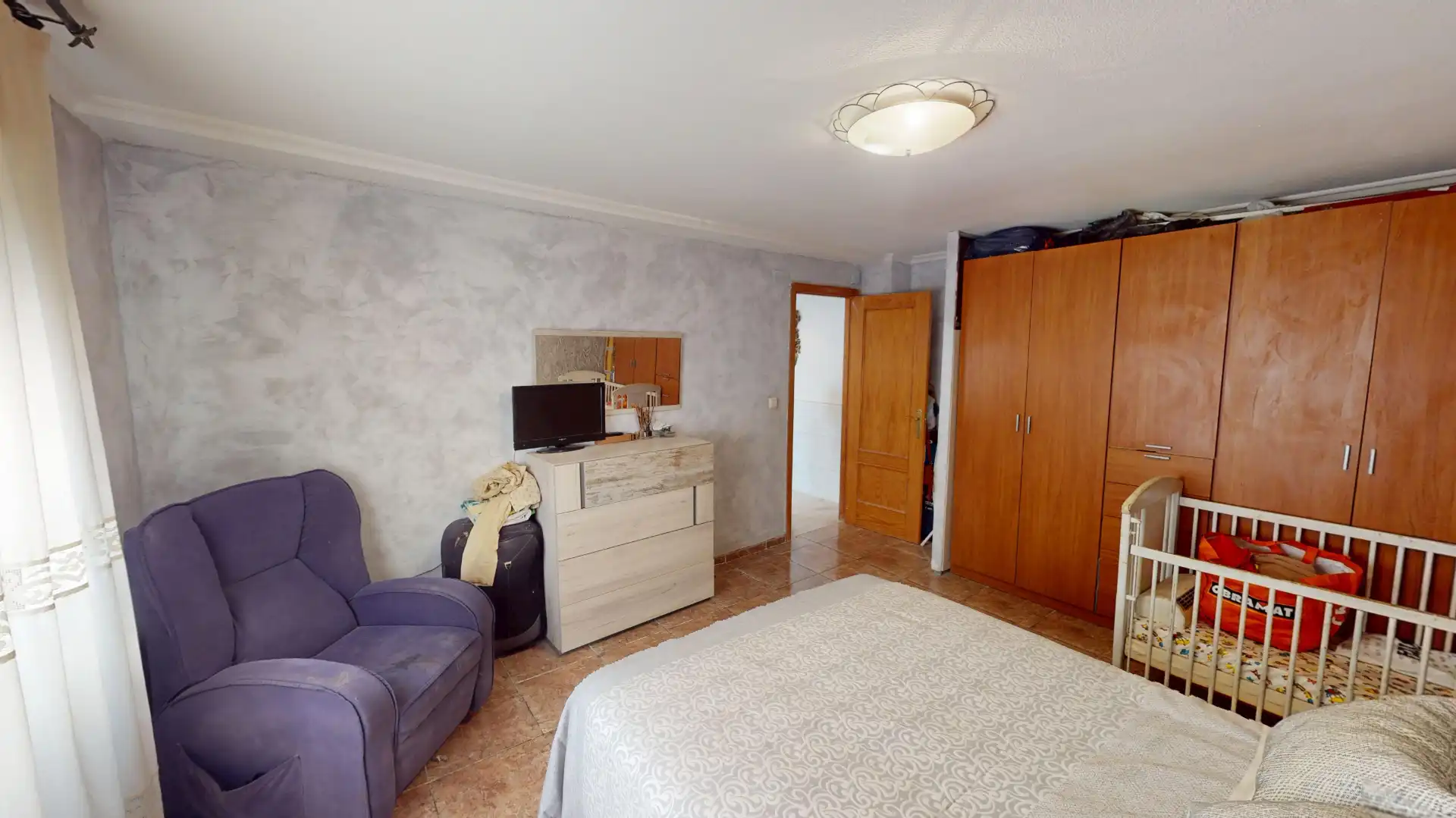 Bedroom of Flat for sale in Elche / Elx  with Air Conditioner, Furnished and Balcony