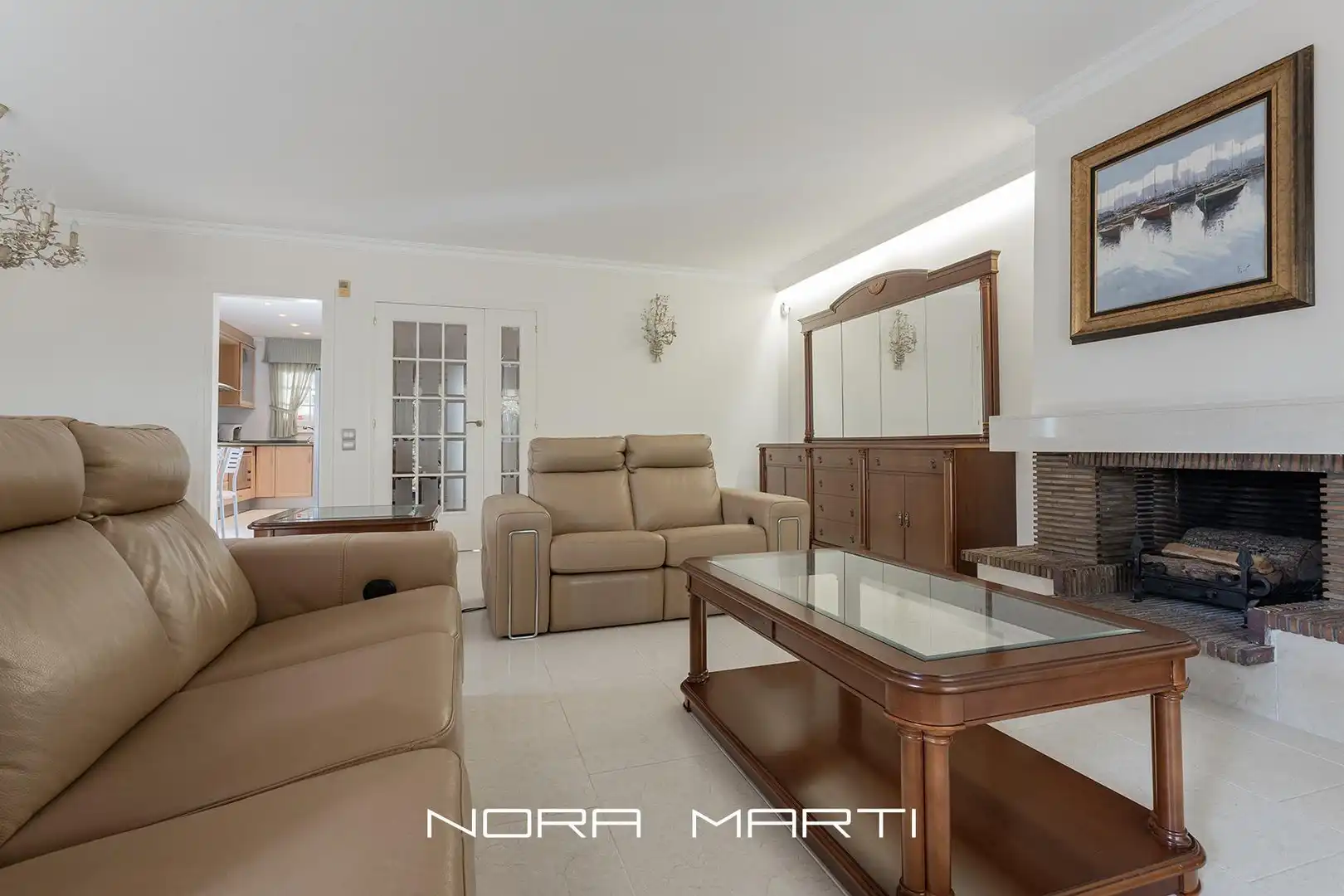 Wohnzimmer von Einfamilien-Reihenhaus zum Verkauf in Sant Andreu de Llavaneres mit Heizung, Privatgarten und Terrasse