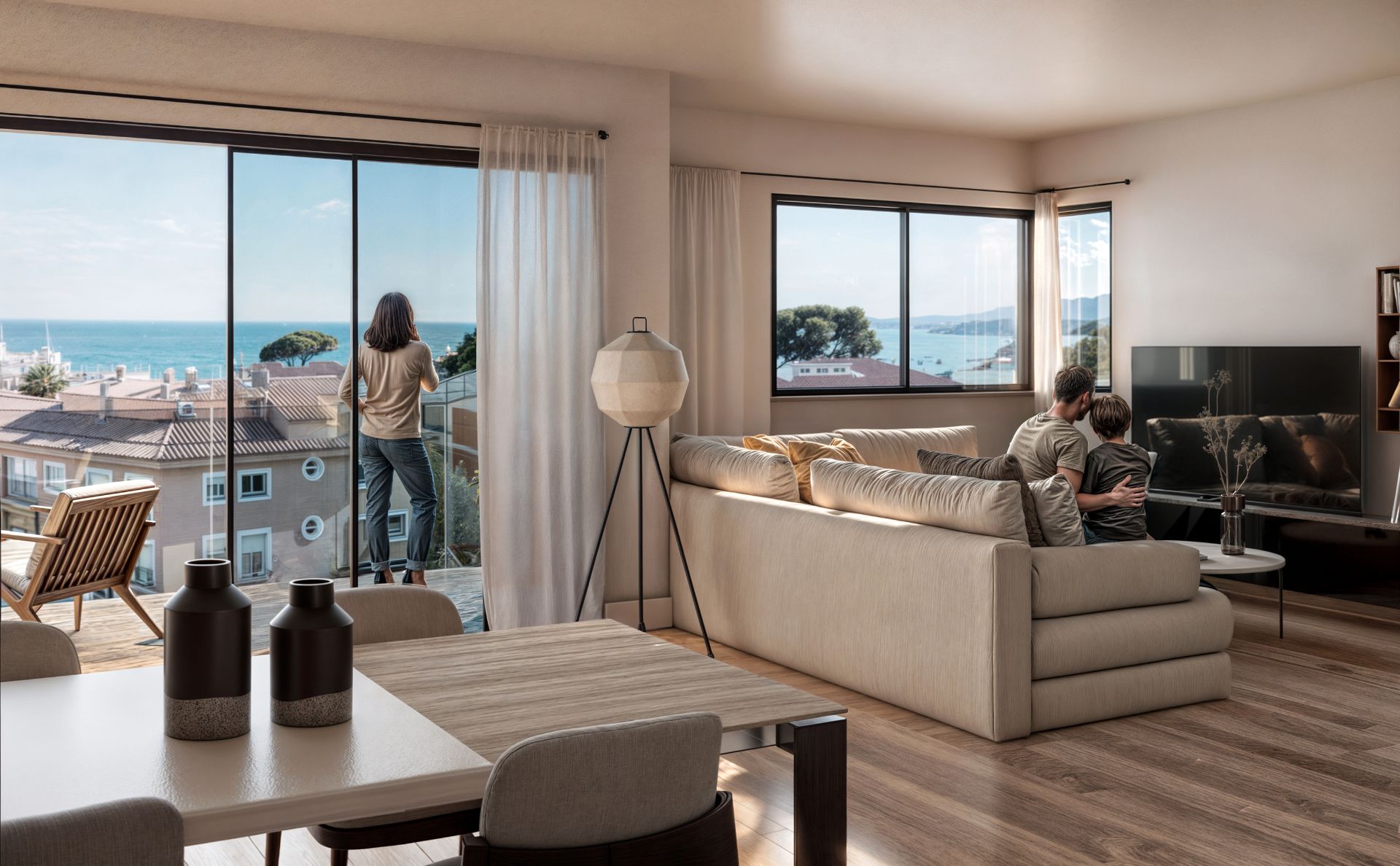 Living room of Flat for sale in Calonge i Sant Antoni  with Air Conditioner, Heating and Parquet flooring