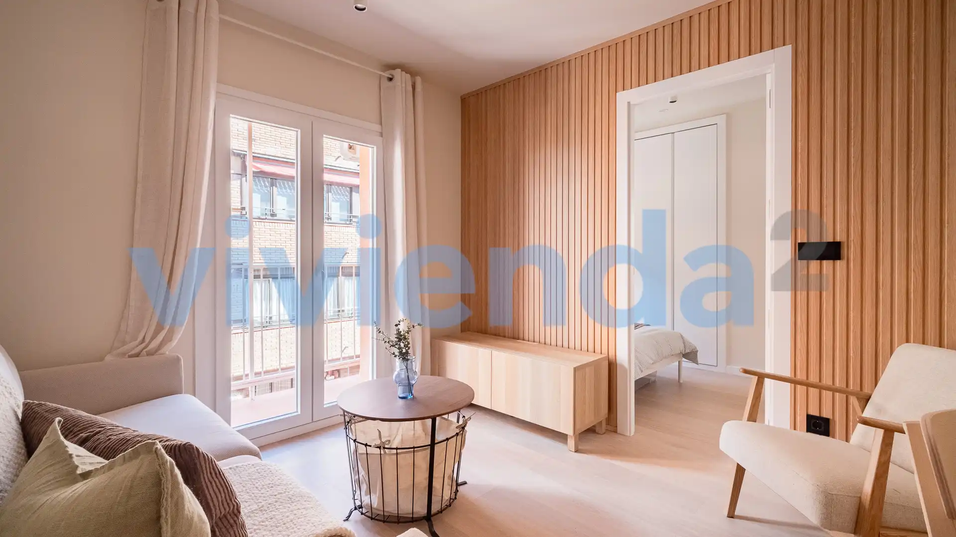 Sala de estar de Piso de alquiler en  Madrid Capital con Aire acondicionado, Calefacción y Terraza