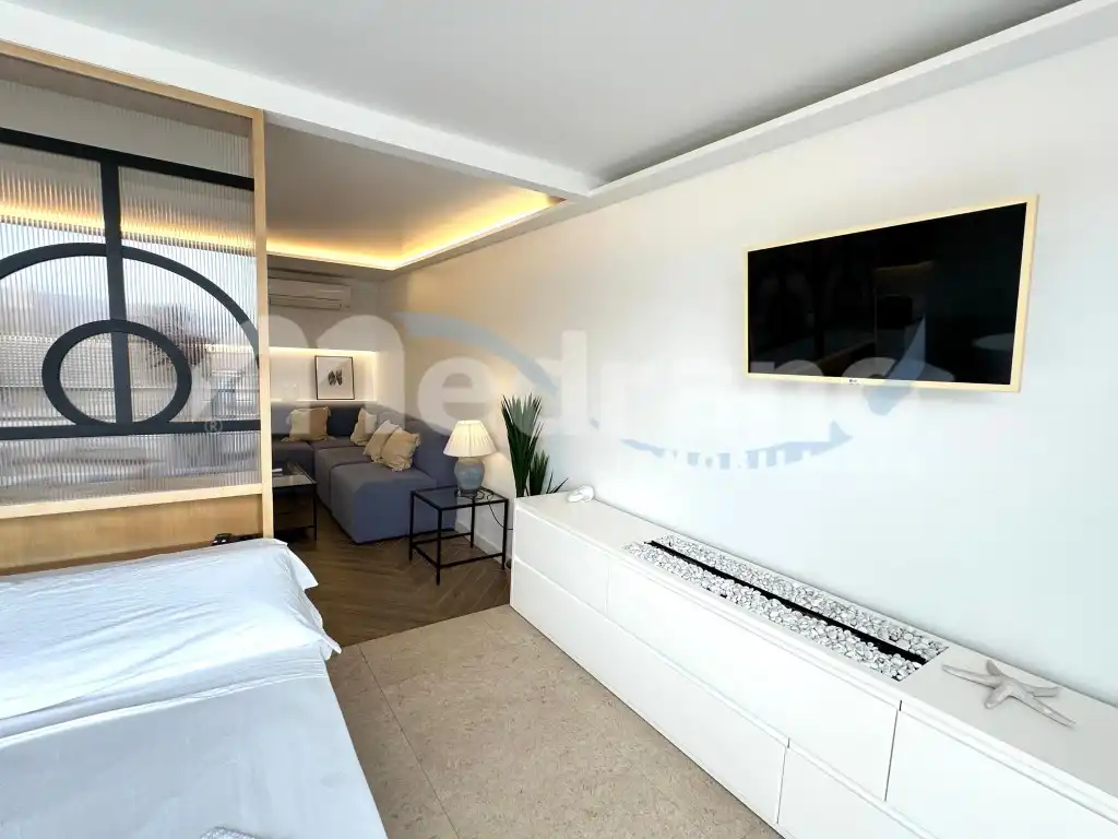 Wohnzimmer von Wohnungen zum Verkauf in Benidorm mit Klimaanlage, Privatgarten und Schwimmbad