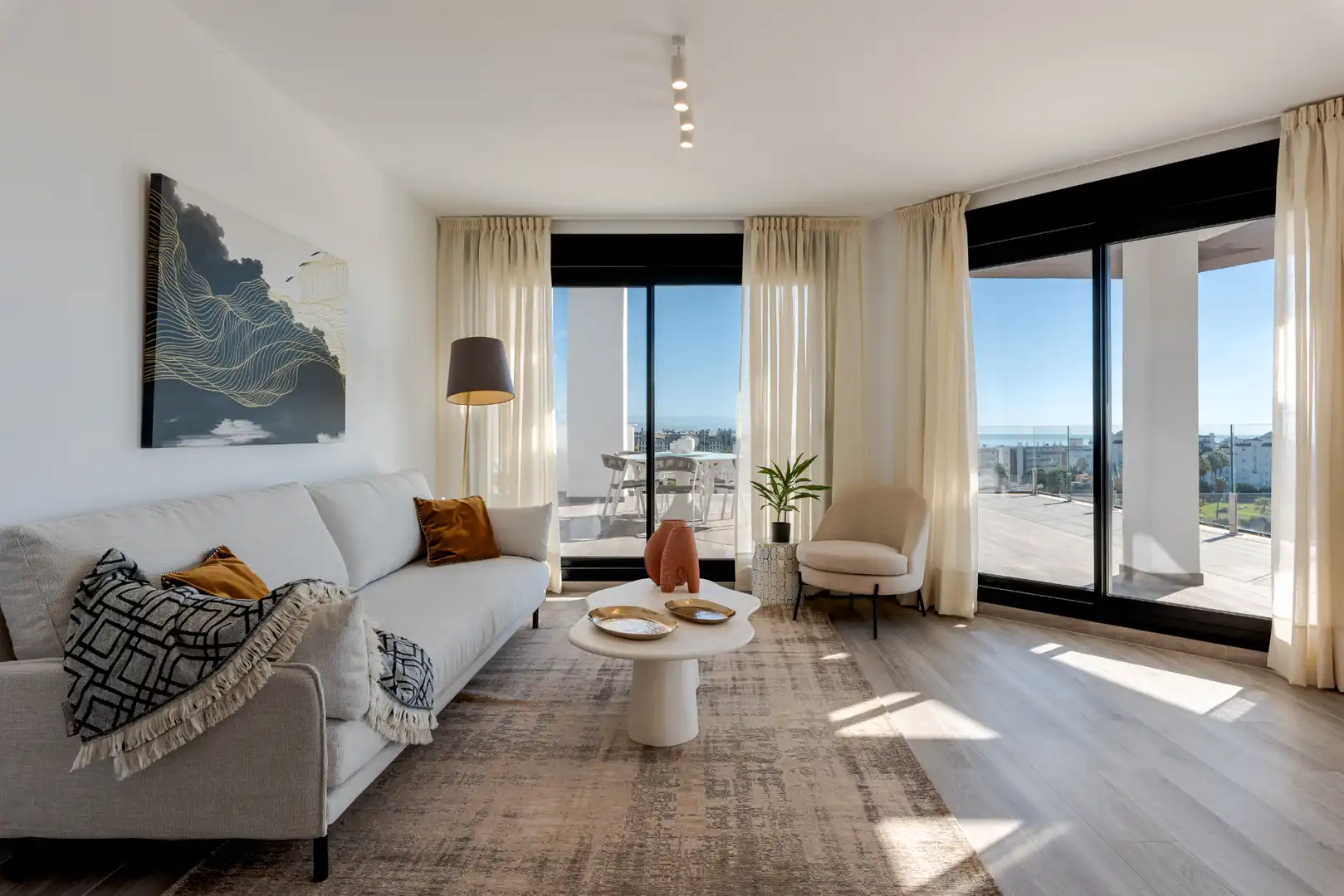Wohnzimmer von Dachboden zum Verkauf in Torremolinos mit Klimaanlage, Heizung und Terrasse