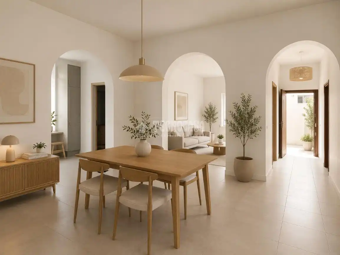 Esszimmer von Einfamilien-Reihenhaus zum Verkauf in Barcelona mit Klimaanlage und Terrasse