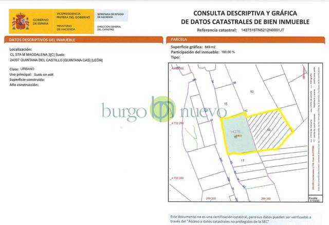 Terreno residencial en Venta en Calle Sta M Magdalena en Quintana del Castillo