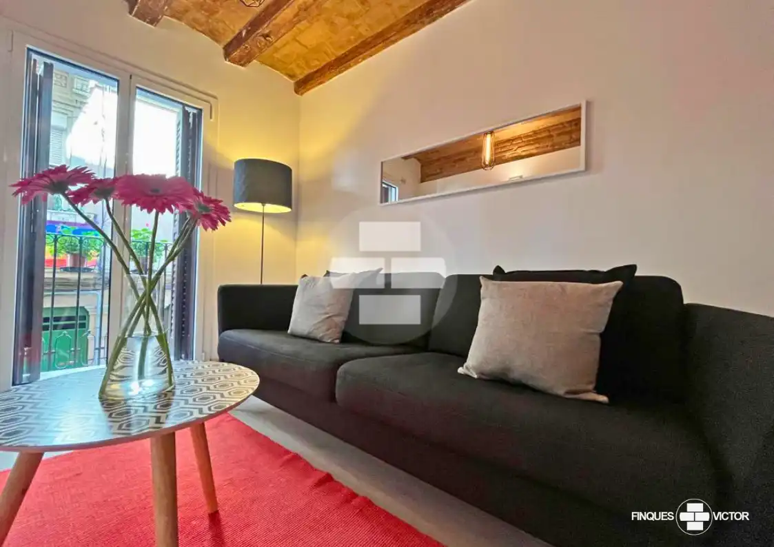 Wohnzimmer von Wohnung zum Verkauf in Barcelona mit Parkett, Möbliert und Ofen