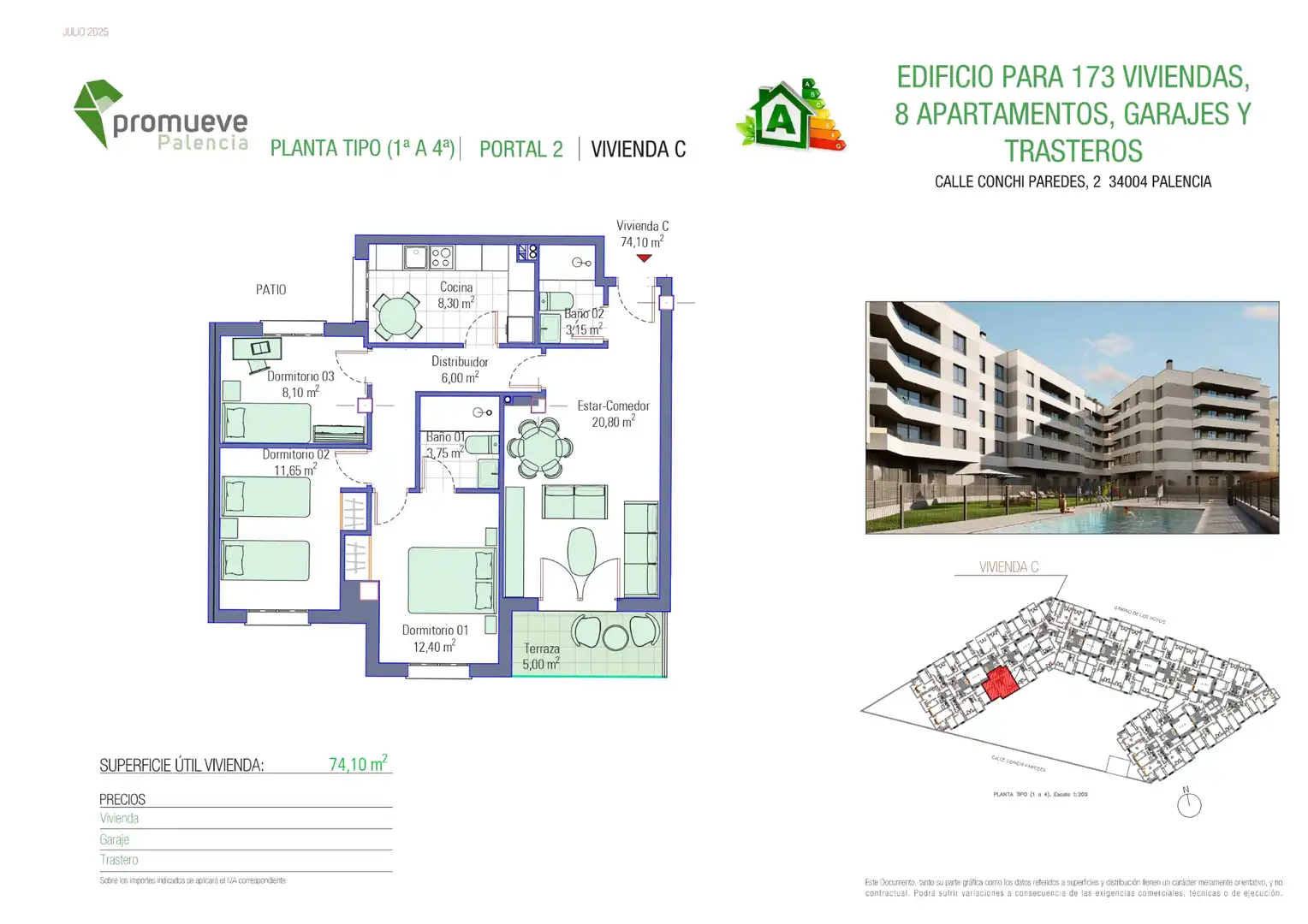 Wohnung zum Verkauf in Palencia mit Terrasse, Abstellraum und Gemeinschaftspool