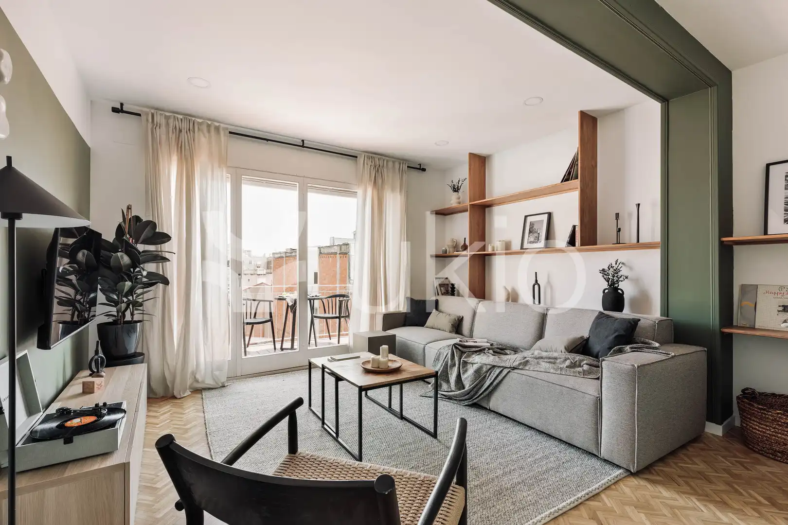 Sala de estar de Apartamento de alquiler en Barcelona con Aire acondicionado, Calefacción y Terraza