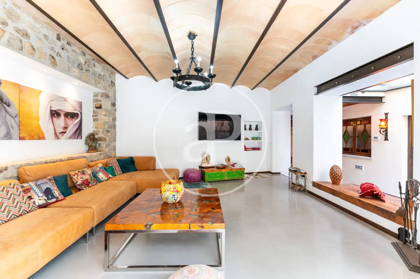Sala de estar de Casa adosada en venta en Mancor de la Vall con Aire acondicionado, Calefacción y Jardín privado