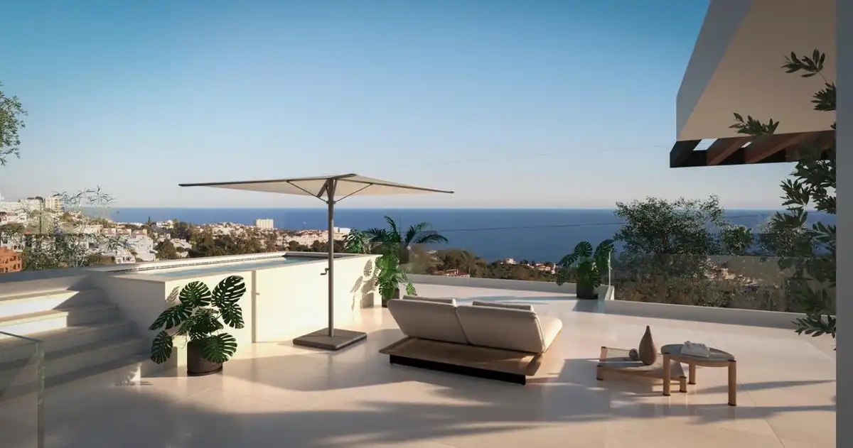 Terraza de Casa o chalet en venta en Benalmádena con Aire acondicionado, Jardín privado y Terraza