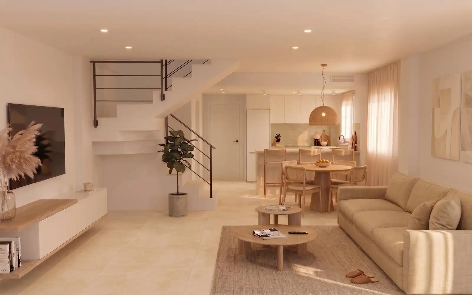 Sala de estar de Casa adosada en venta en Els Poblets con Aire acondicionado, Calefacción y Terraza
