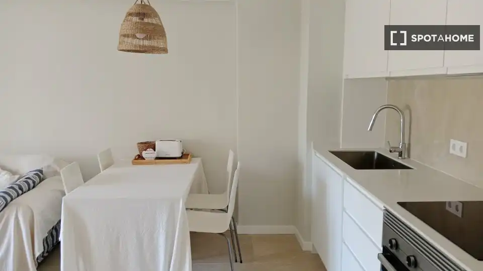 Cuina de Apartament per a compartir en Alicante / Alacant amb Aire condicionat, Terrassa i Moblat