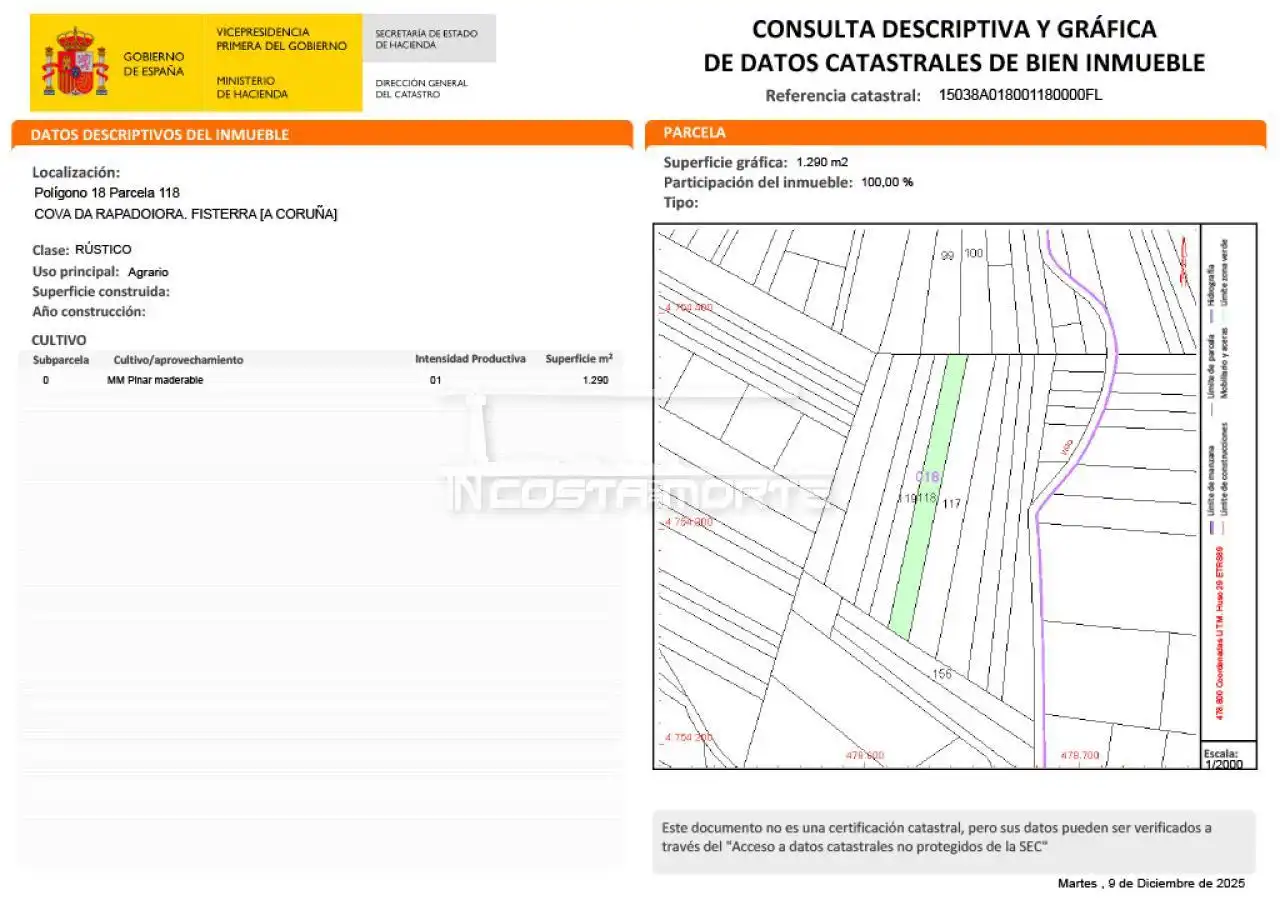 Land for sale in Fisterra