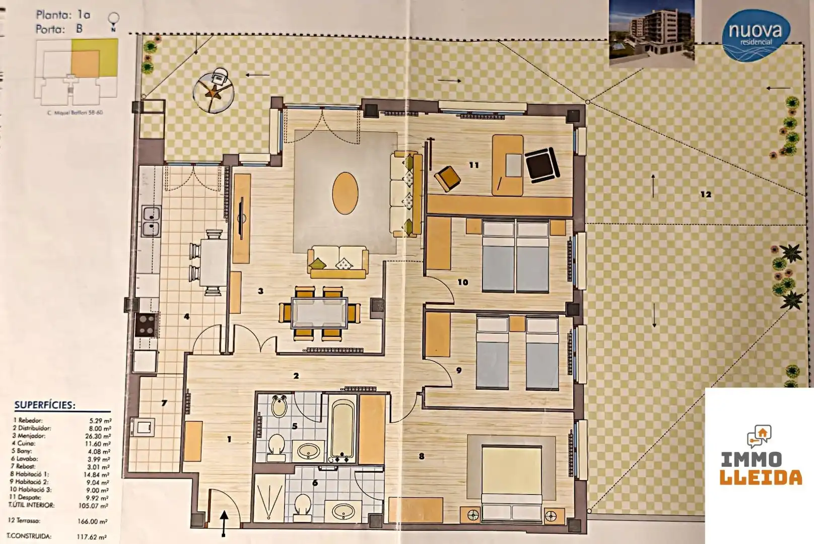 Wohnung zum Verkauf in Lleida mit Klimaanlage, Heizung und Privatgarten