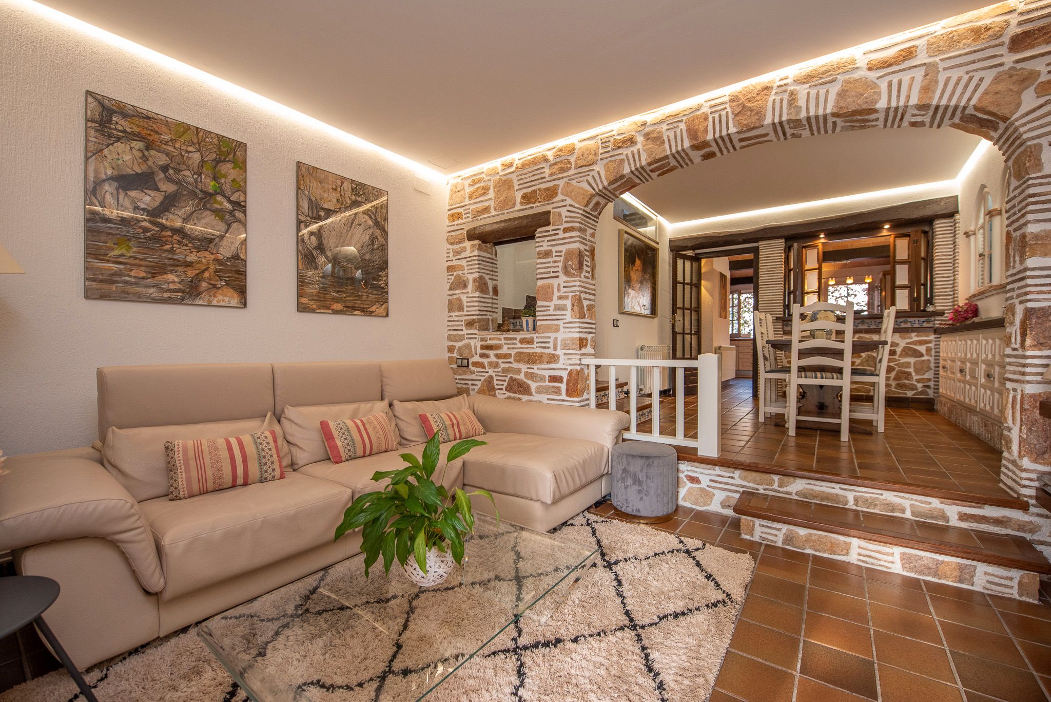 Sala d'estar de Casa adosada de lloguer en Castell-Platja d'Aro amb Calefacció, Jardí privat i Terrassa