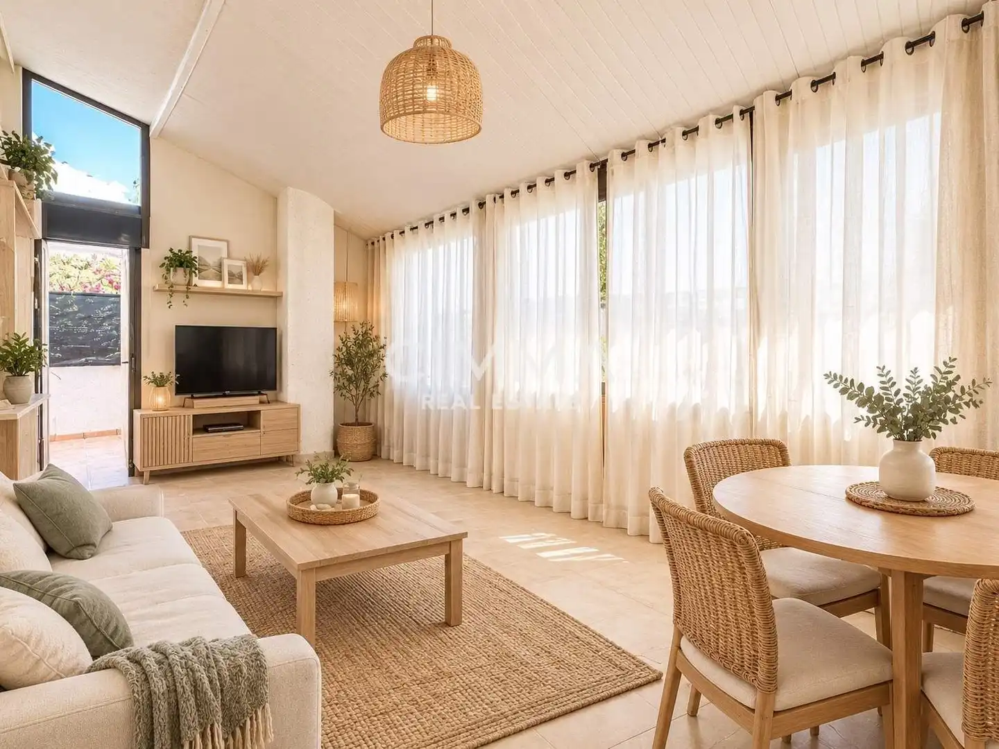 Wohnzimmer von Erdgeschoss zum Verkauf in Villajoyosa / La Vila Joiosa mit Privatgarten, Terrasse und Schwimmbad