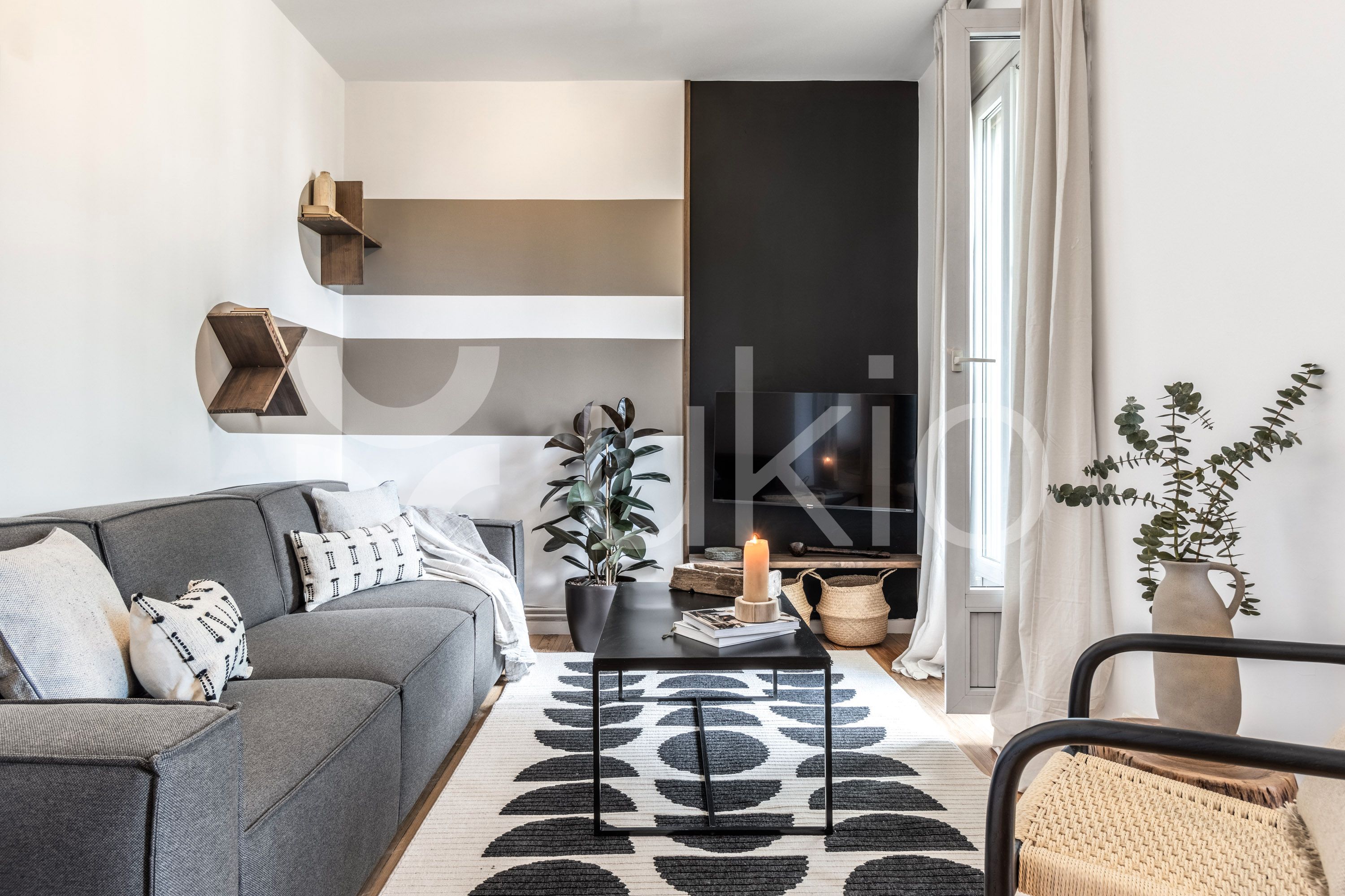 Living room of Apartment to rent in  Madrid Capital  with Air Conditioner, Furnished and Oven