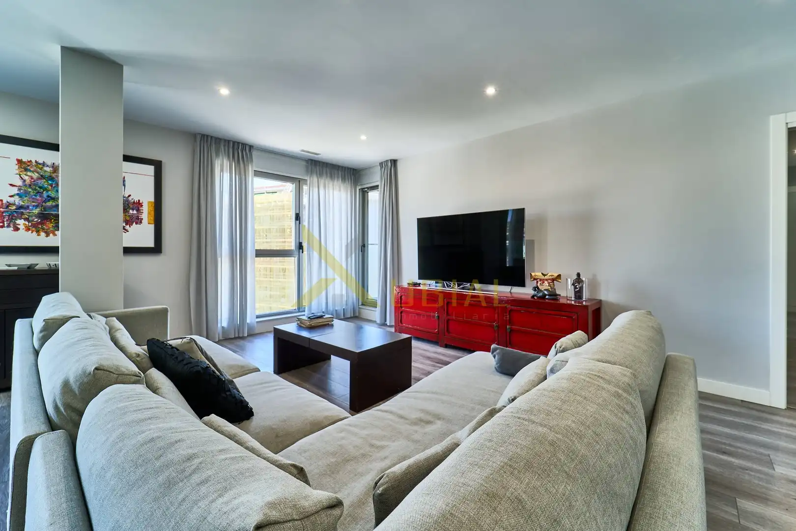 Living room of Flat for sale in A Coruña Capital   with Storage room, Furnished and Balcony